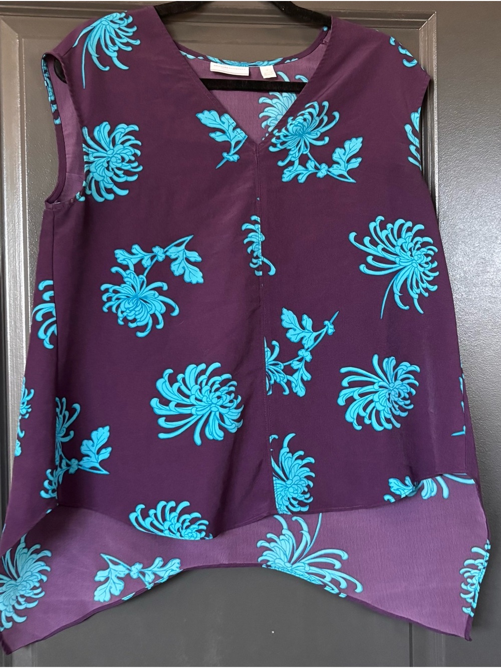 New York & Company Purple Camisole with Teal Floral Print